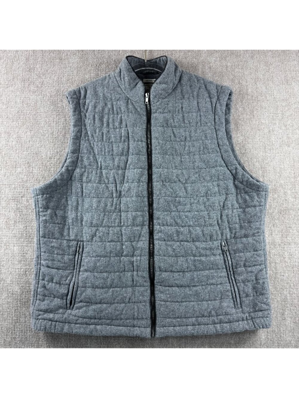 Jos A Bank 1905 Gray Quilted Wool Blend Tailored Fit Vest XXL Full Zip Gilet